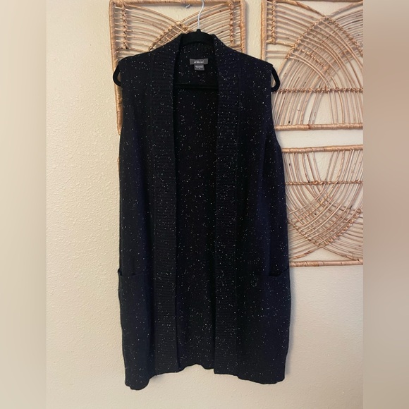 PURE AMICI Tops - Pure Amici Cashmere Cardigan‎ Vest Sweater Black Spreckled MSRP $298 Sz L B22